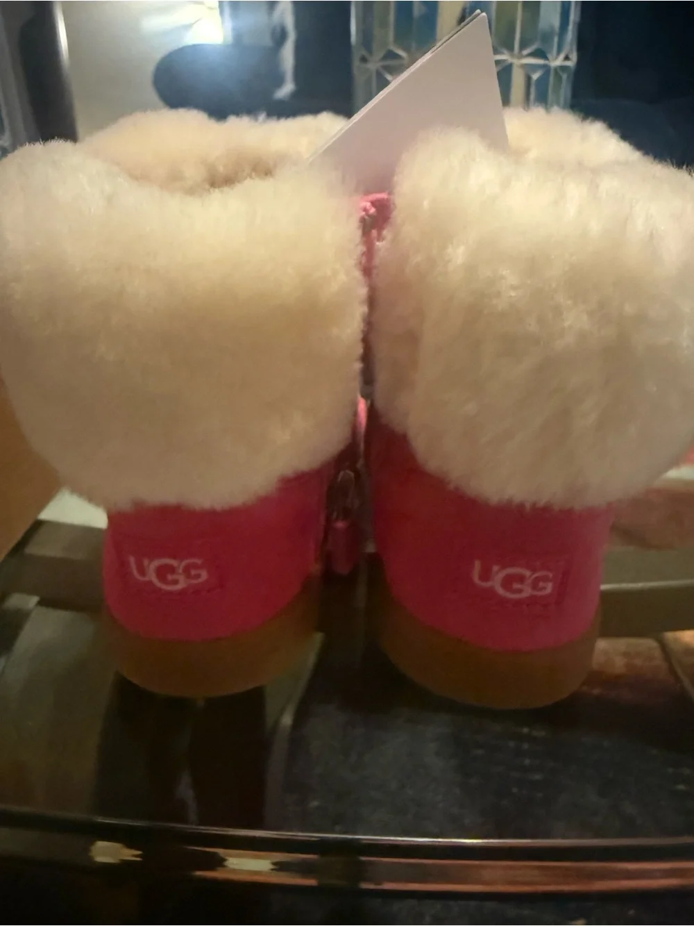 UGG Soft Pink Shearling Keychain Charm